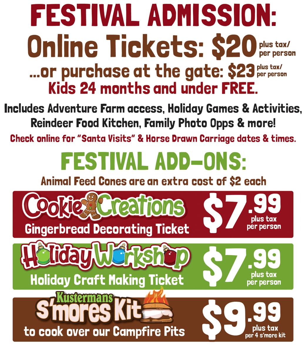 Kustermans 'Tis the Season Holiday Festival Admission and Ticket Prices